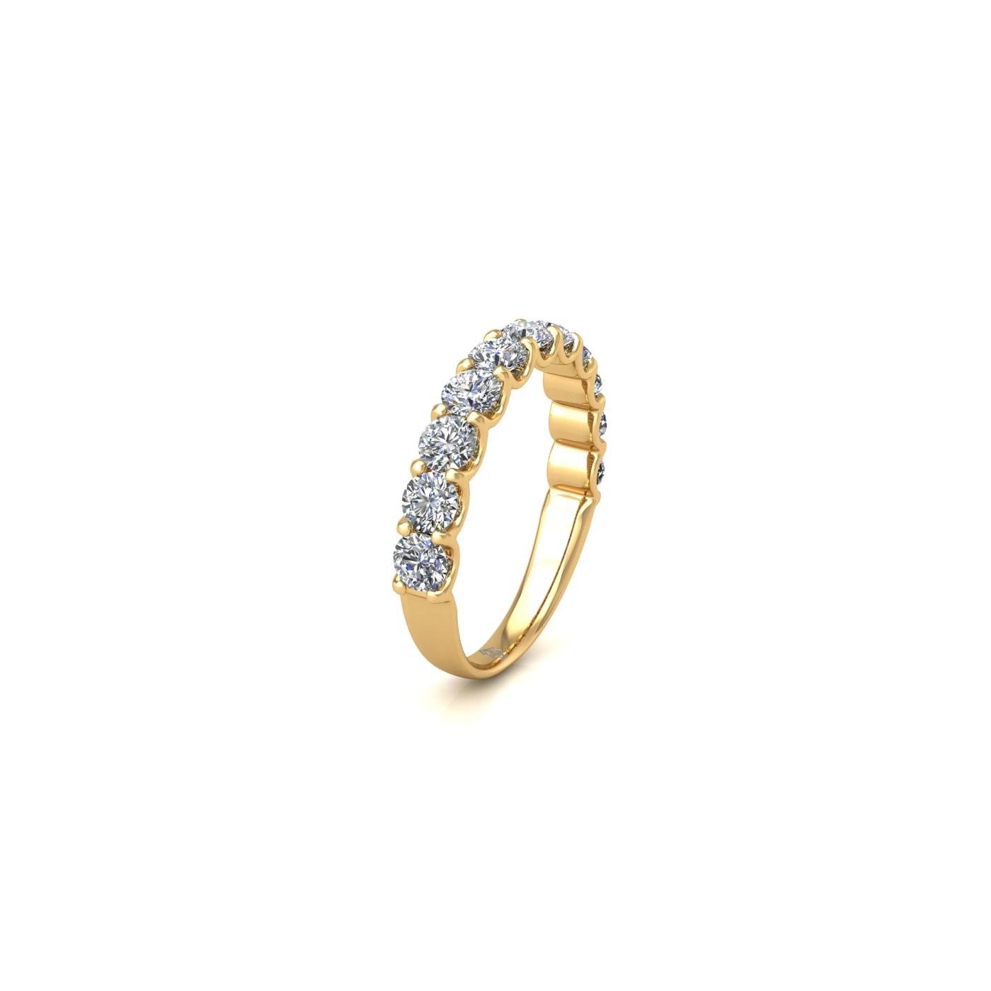 18k yellow gold  round shape diamond half eternity ring in u-prong setting Photos & images