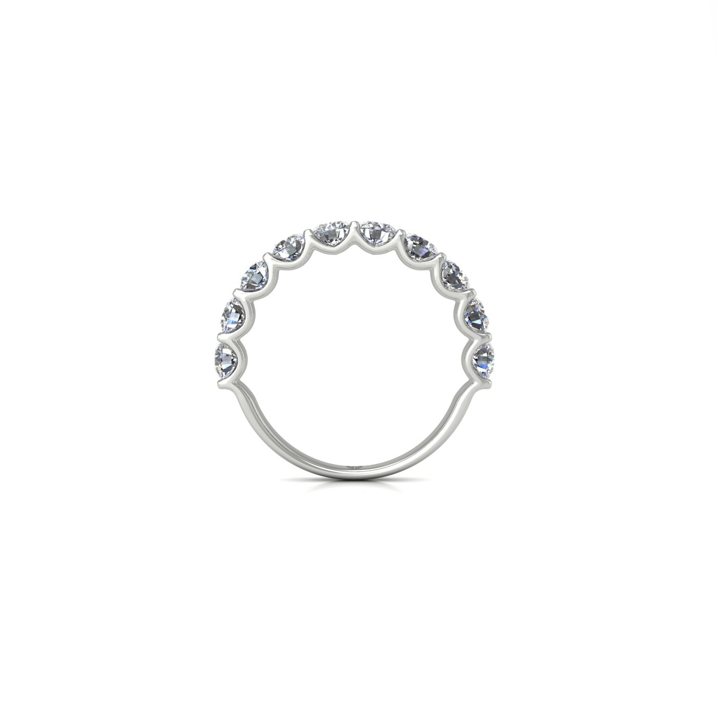 18k white gold  round shape diamond half eternity ring in u-prong setting