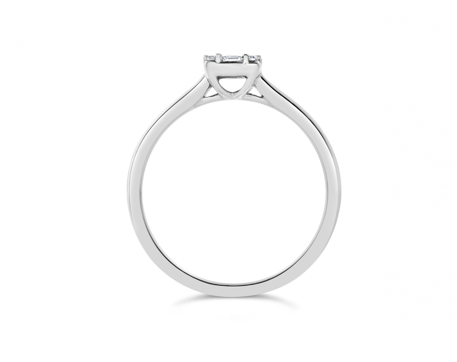 18k white gold emerald shaped illusion set engagement ring