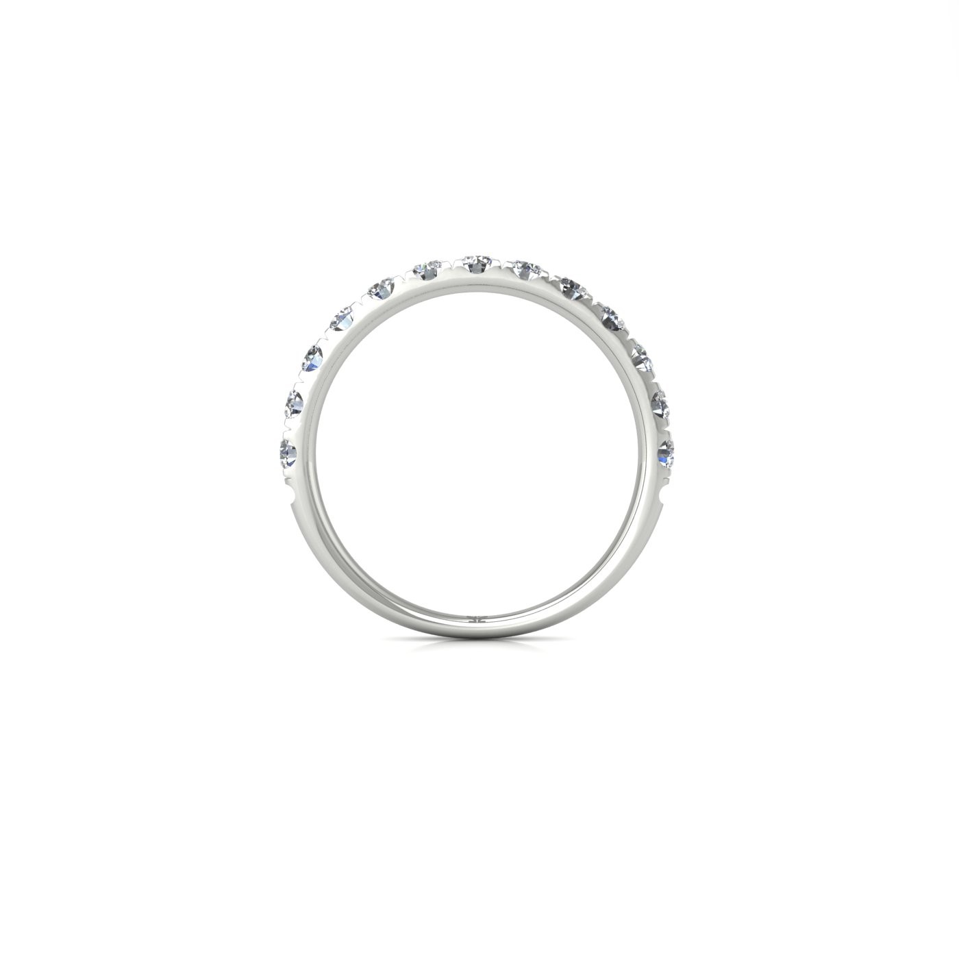 platinum round shape diamond pavÉ set half eternity ring