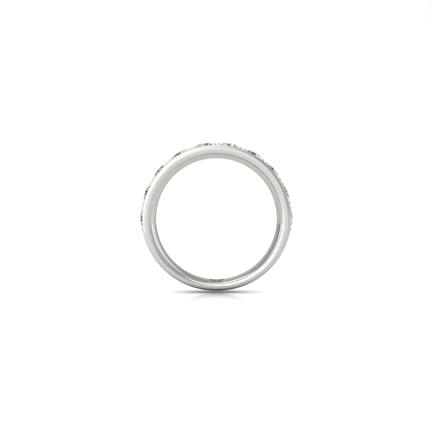 platinum  round shape diamond channel prong set half eternity ring
