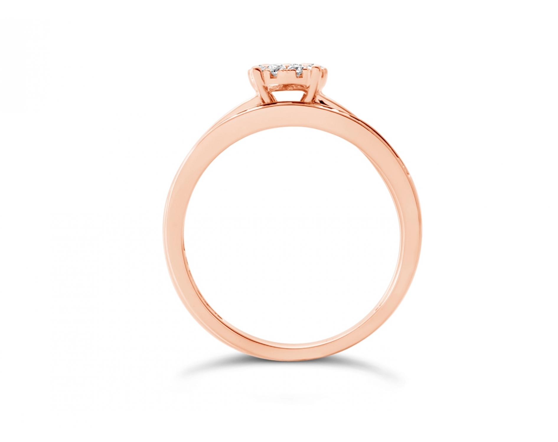 18k rose gold halo illusion set engagement ring & matching wedding band in channel set (2 rings)