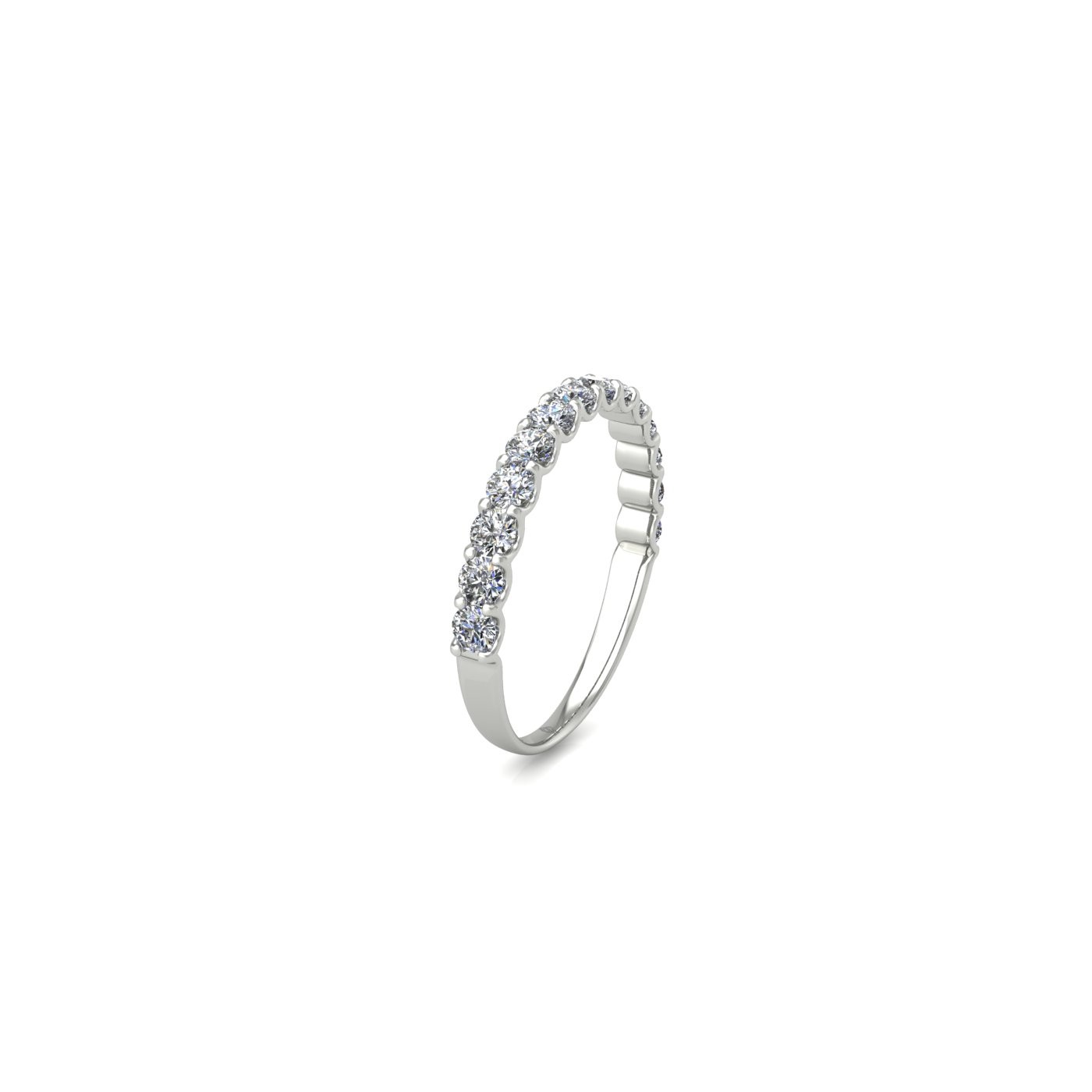 platinum  round shape diamond half eternity ring in u-prong setting