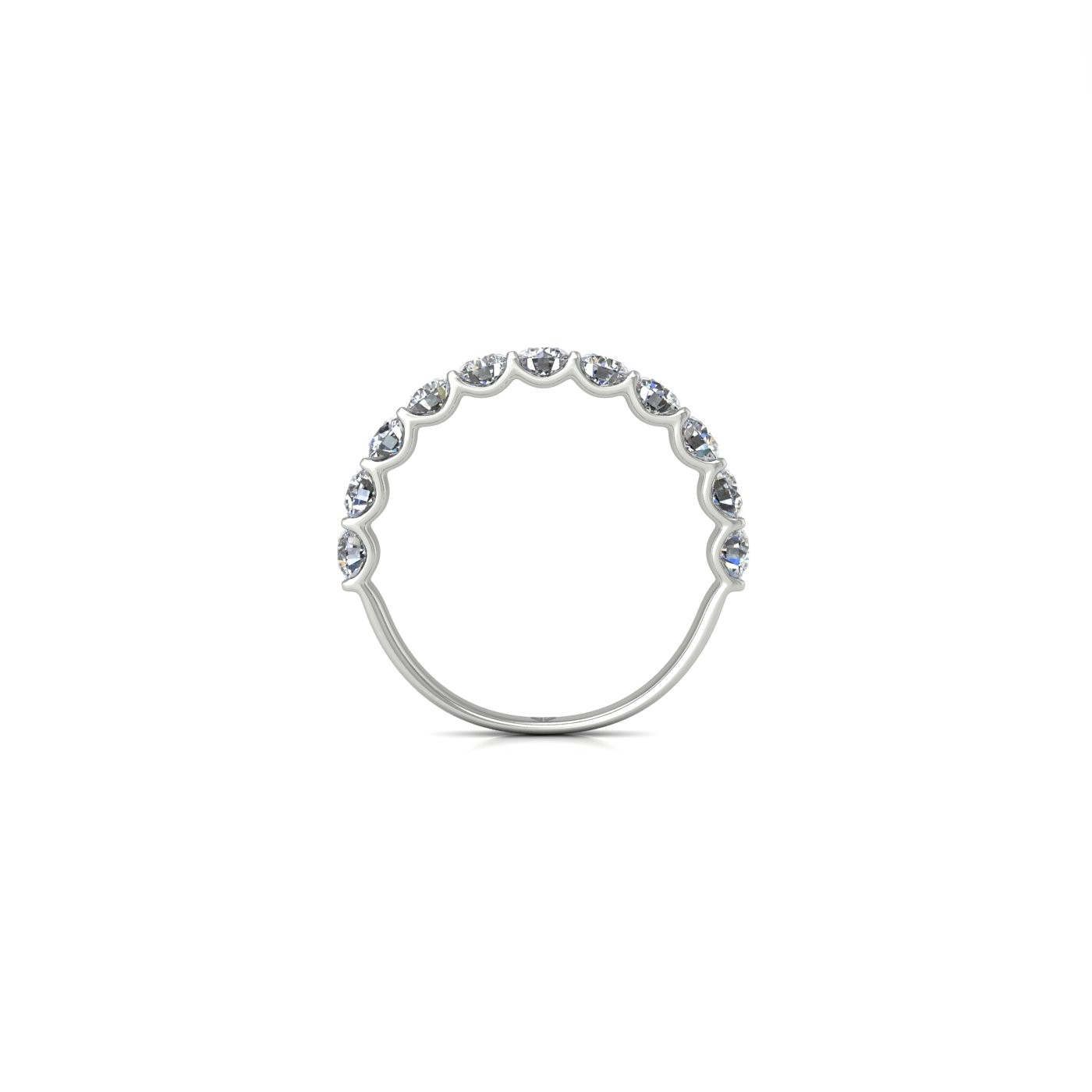 platinum  round shape diamond half eternity ring in u-prong setting