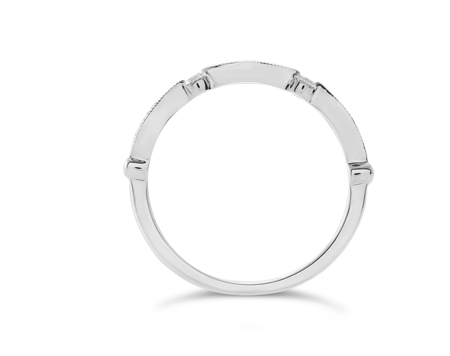 18k white gold milgrain tension set vintage diamond wedding ring