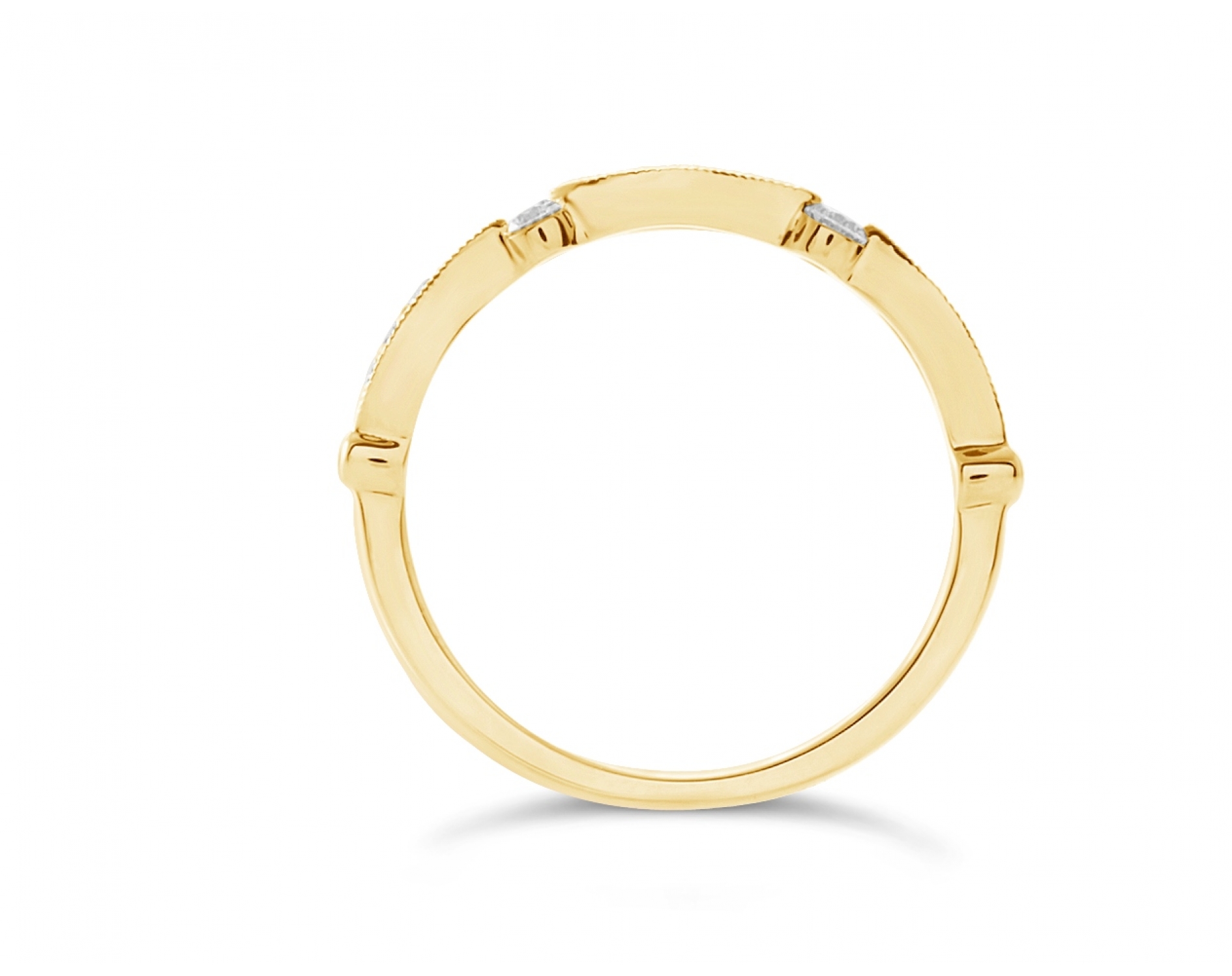 18k yellow gold milgrain tension set vintage diamond wedding ring