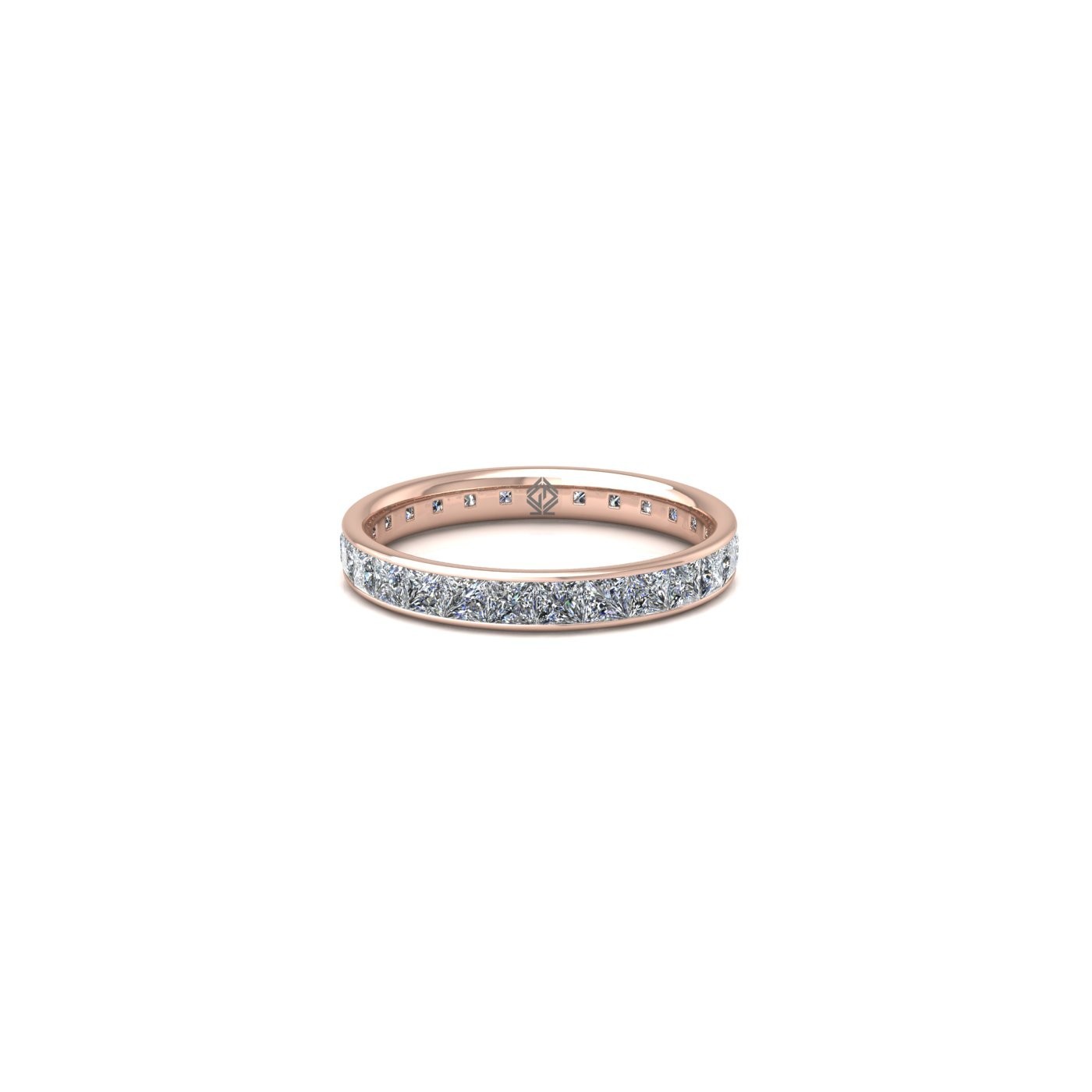 18k rose gold  princess shape diamond channel set full eternity ring