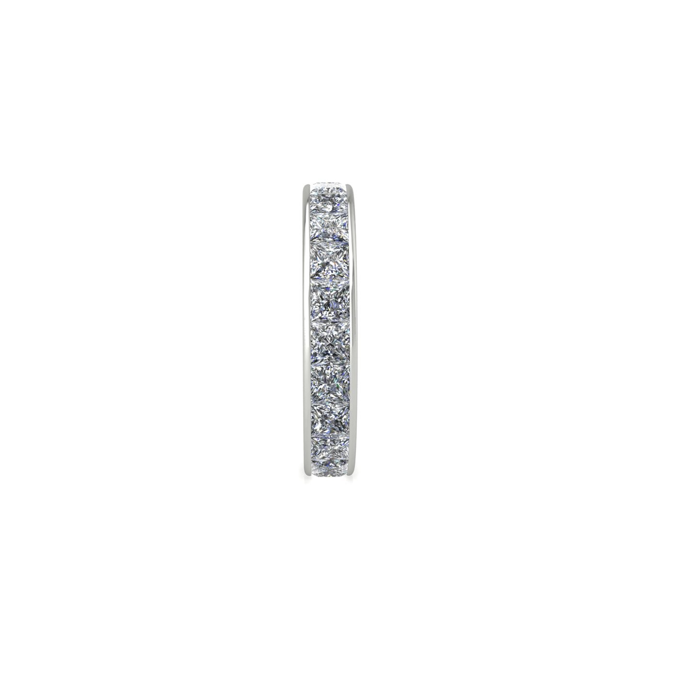 18k white gold  princess shape diamond channel set full eternity ring