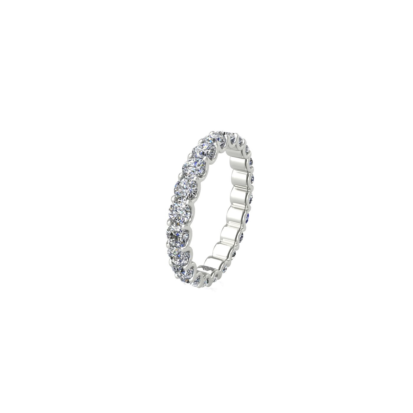 18k white gold  round shape diamond full eternity ring in u-prong setting Photos & images