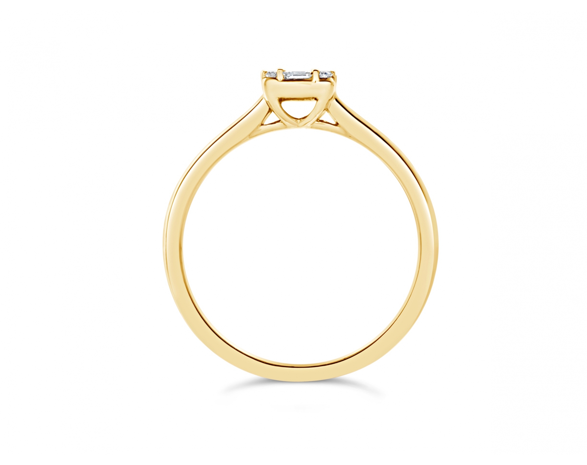 18k yellow gold emerald shaped illusion set engagement ring