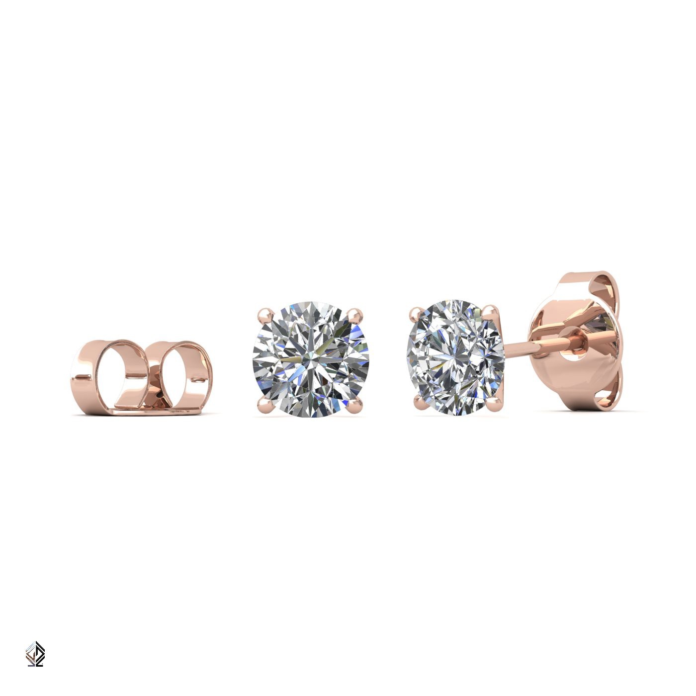 18k rose gold 1.2 ct each (2,4 tcw) 4 prongs round cut classic diamond earring studs Photos & images