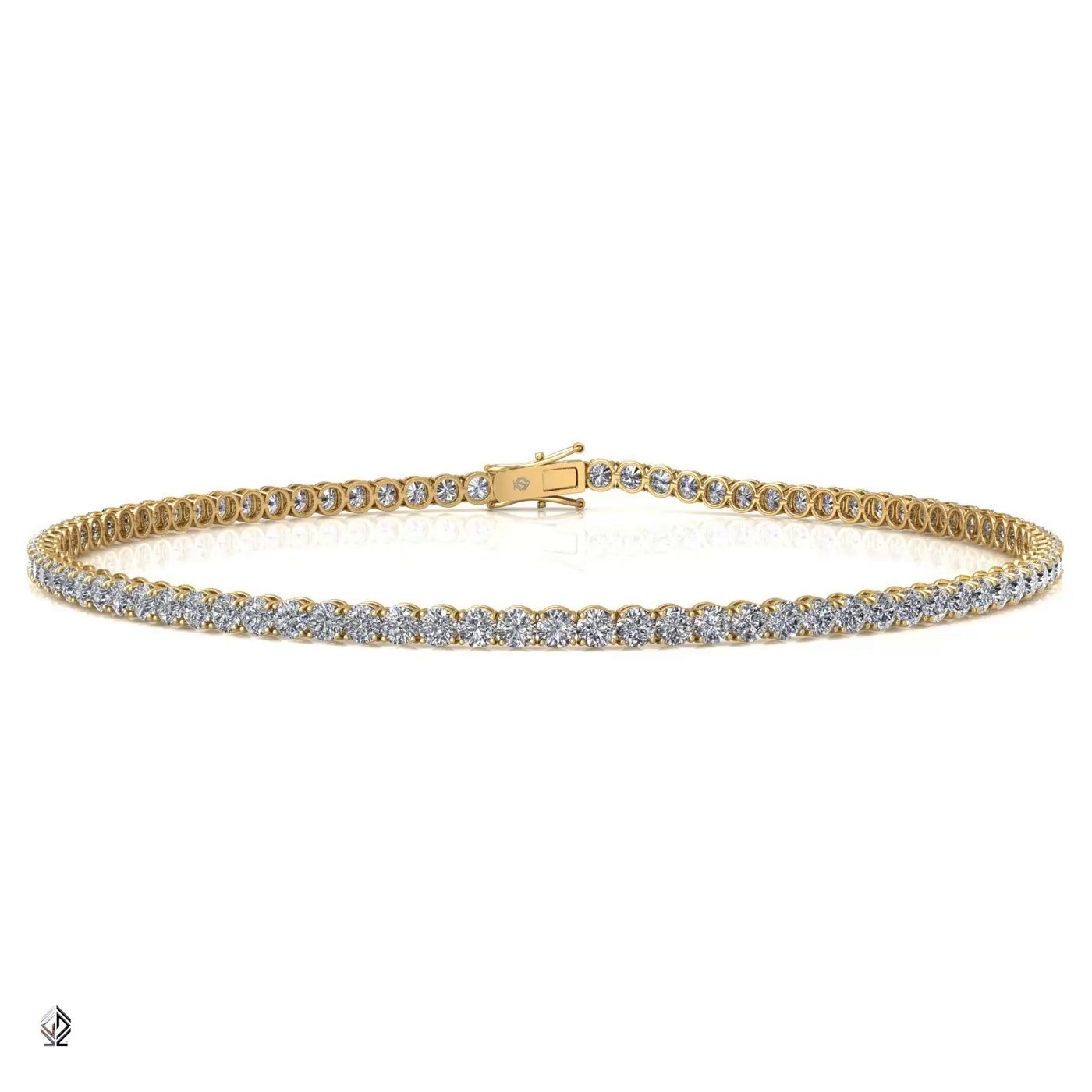 18k white gold 1.8mm 4 prong round shape diamond tennis bracelet in round setting Photos & images