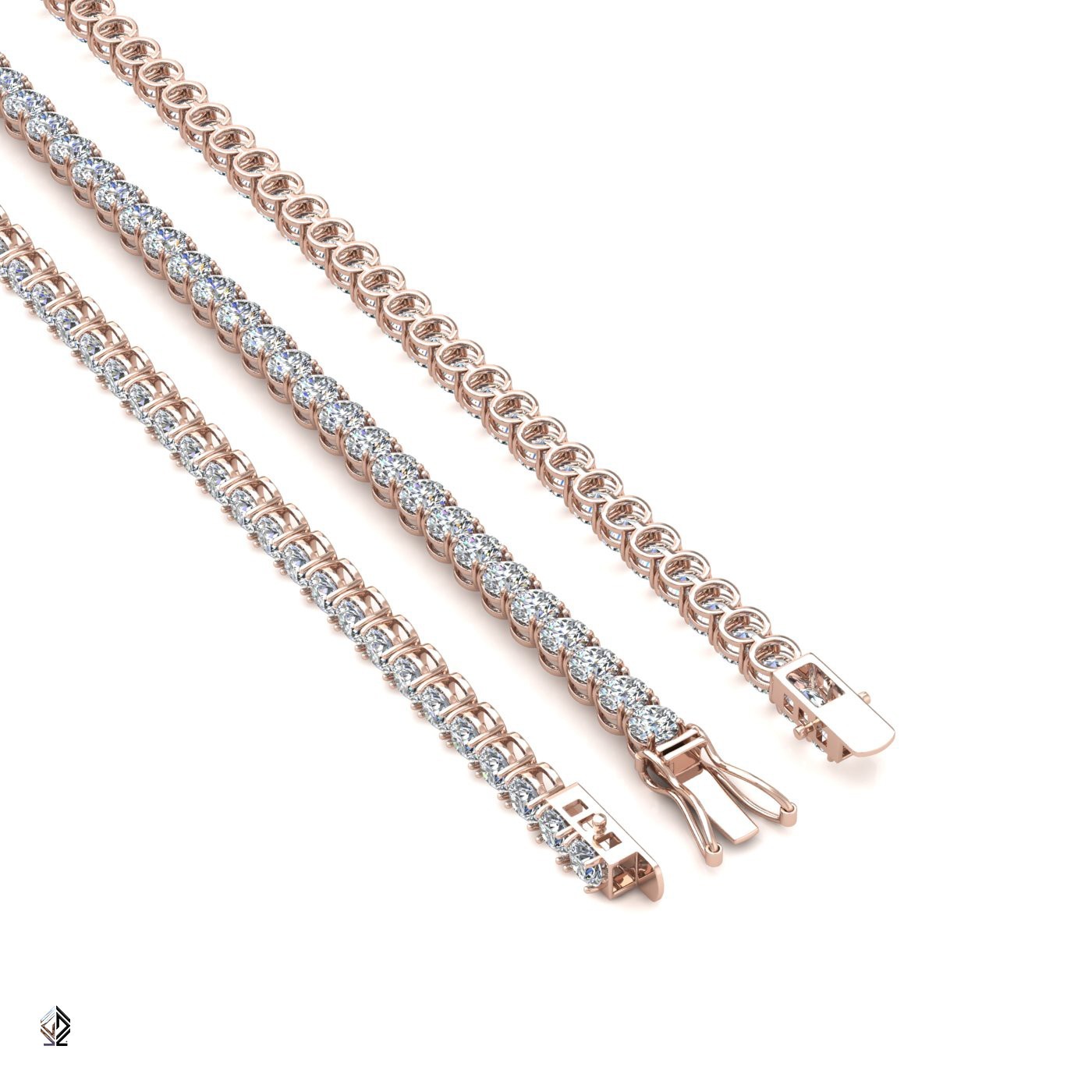 18k rose gold  1.8mm 4 prong round shape diamond tennis bracelet in round setting