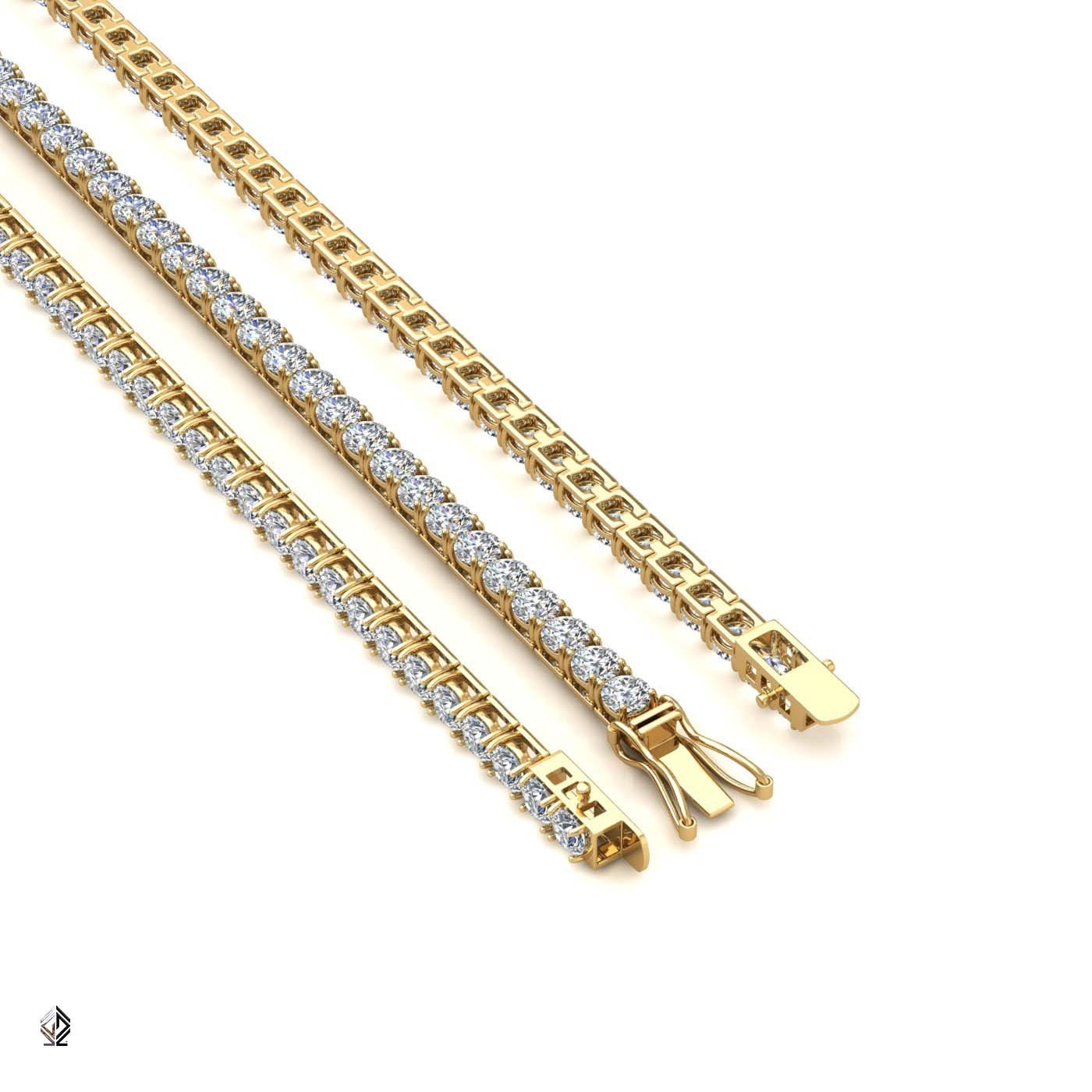18k yellow gold  1.8mm 4 prong round shape diamond tennis bracelet in square setting