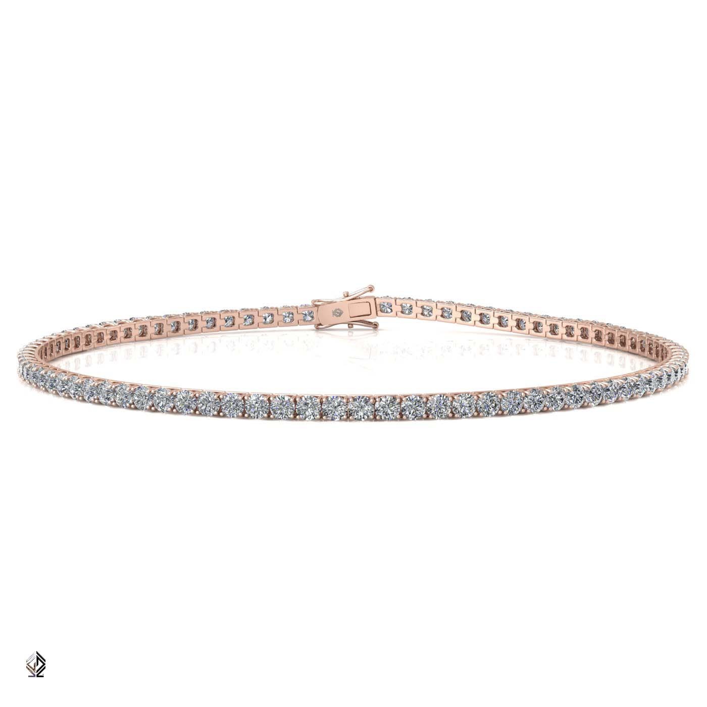 18k rose gold  1.8mm 4 prong round shape diamond tennis bracelet in square setting