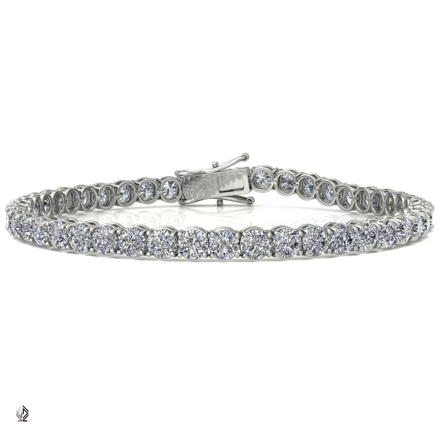 18k white gold 3.0 mm 4 prong round shape diamond tennis bracelet in round setting Photos & images