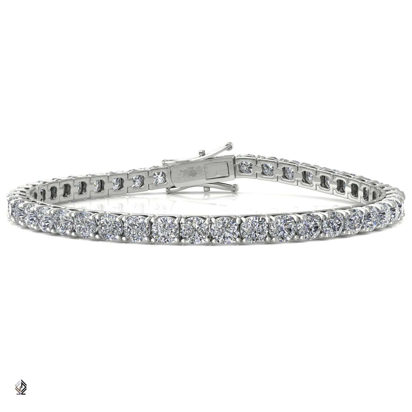 18k white gold 3.3mm 4 prong round shape diamond tennis bracelet in square setting