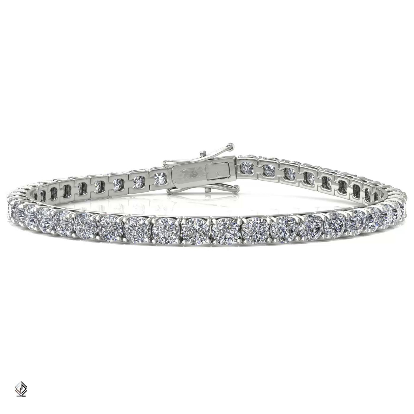 18k white gold 3.3mm 4 prong round shape diamond tennis bracelet in square setting Photos & images