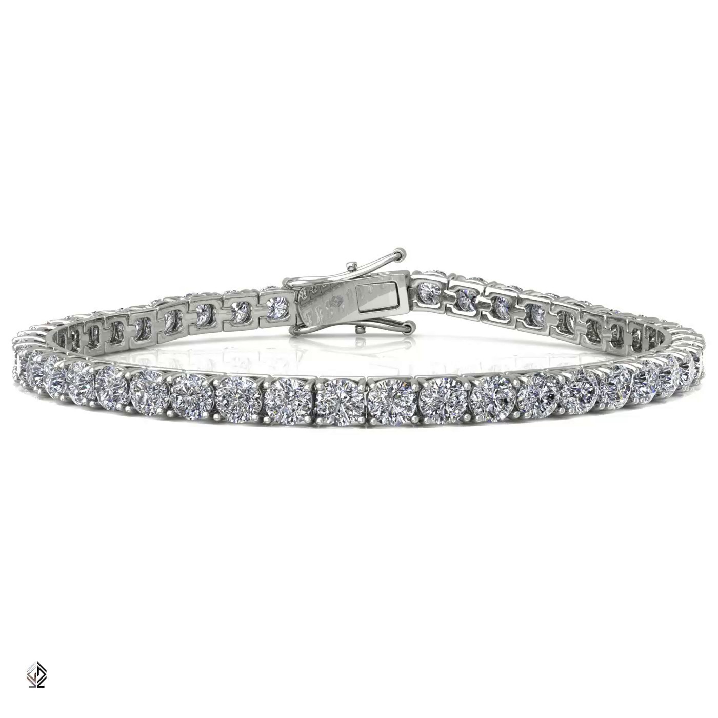 18k white gold 3.0mm 4 prong round shape diamond tennis bracelet in square setting Photos & images