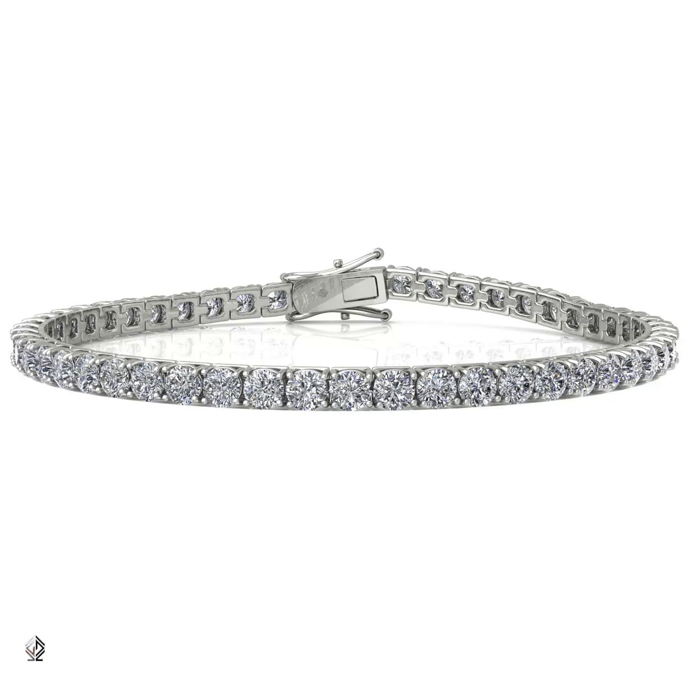 18k white gold 3.0mm 4 prong round shape diamond tennis bracelet in square setting Photos & images
