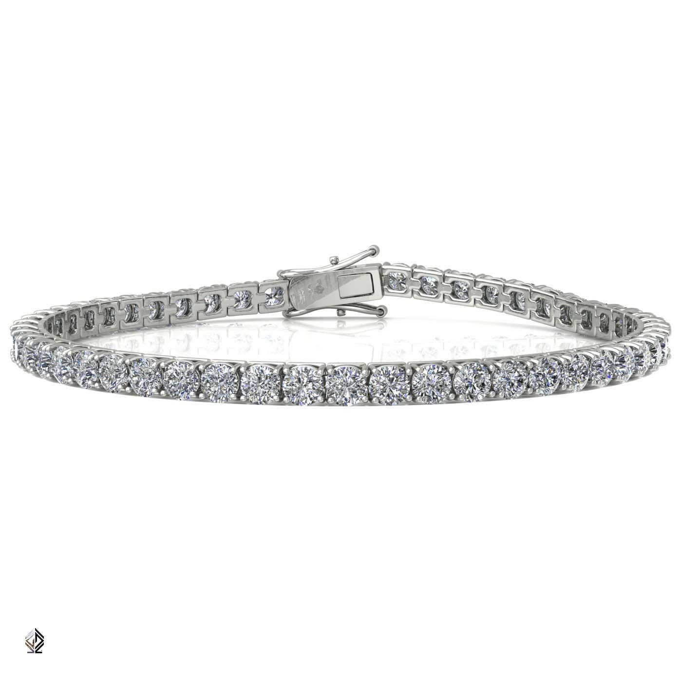 18k white gold 2.4mm 4 prong round shape diamond tennis bracelet in square setting