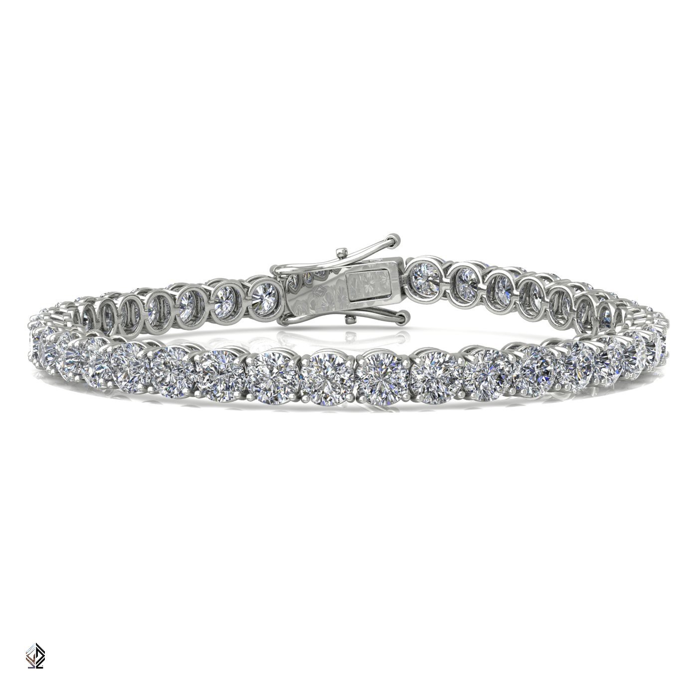 18k white gold 3.8mm 4 prong round shape diamond tennis bracelet in round setting