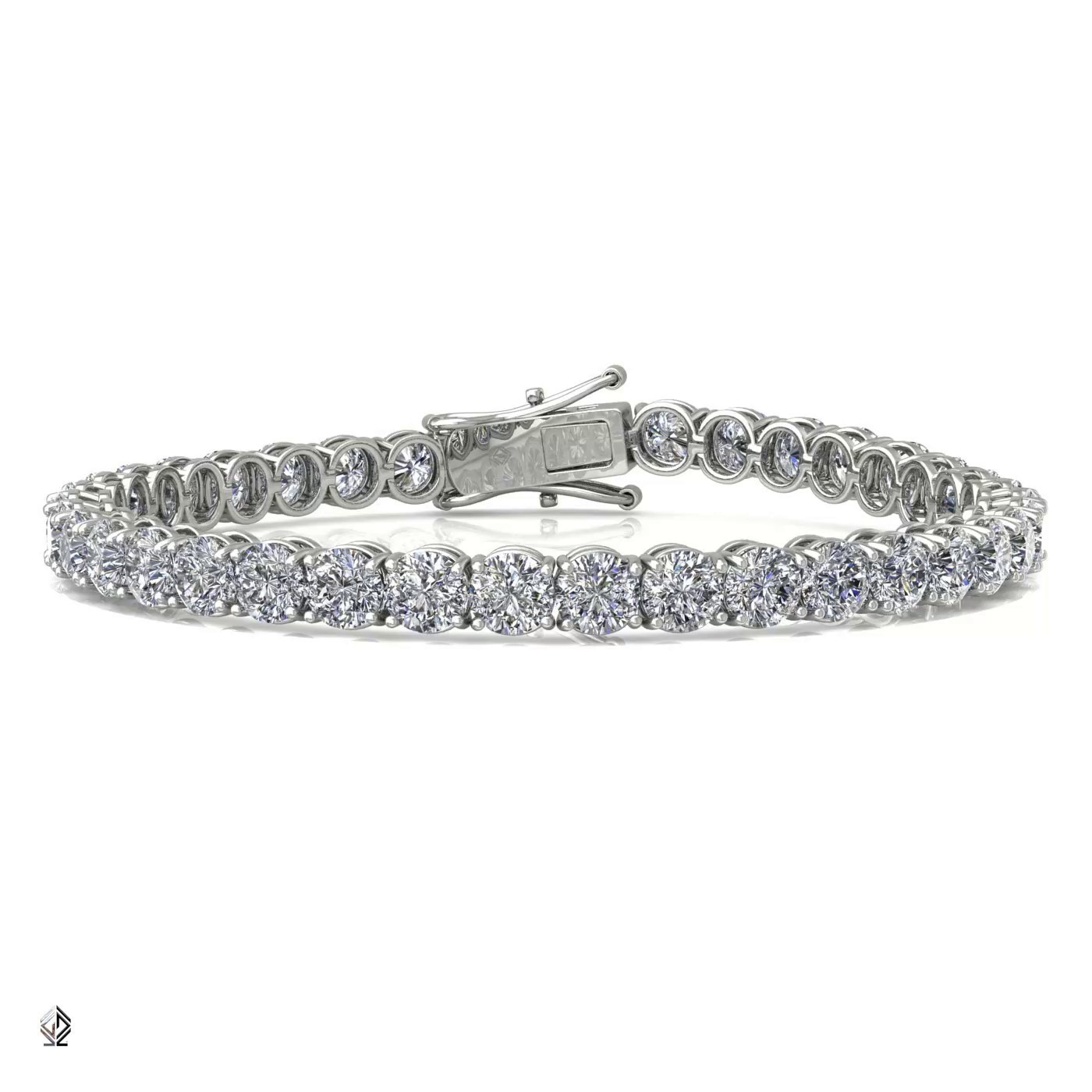 18k white gold 4.2mm 4 prong round shape diamond tennis bracelet in round setting Photos & images