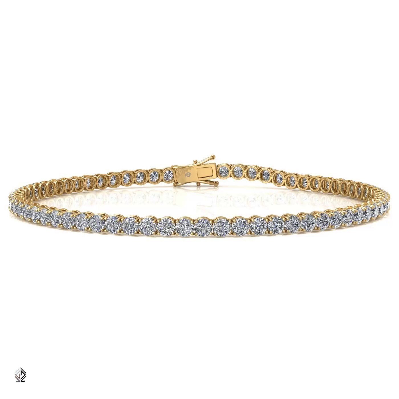 18k white gold 2.0mm 4 prong round shape diamond tennis bracelet in round setting Photos & images