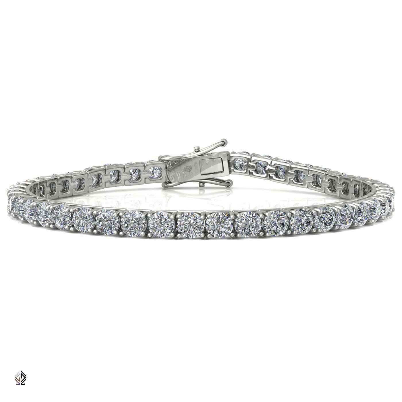 18k white gold 3.8mm 4 prong round shape diamond tennis bracelet in square setting