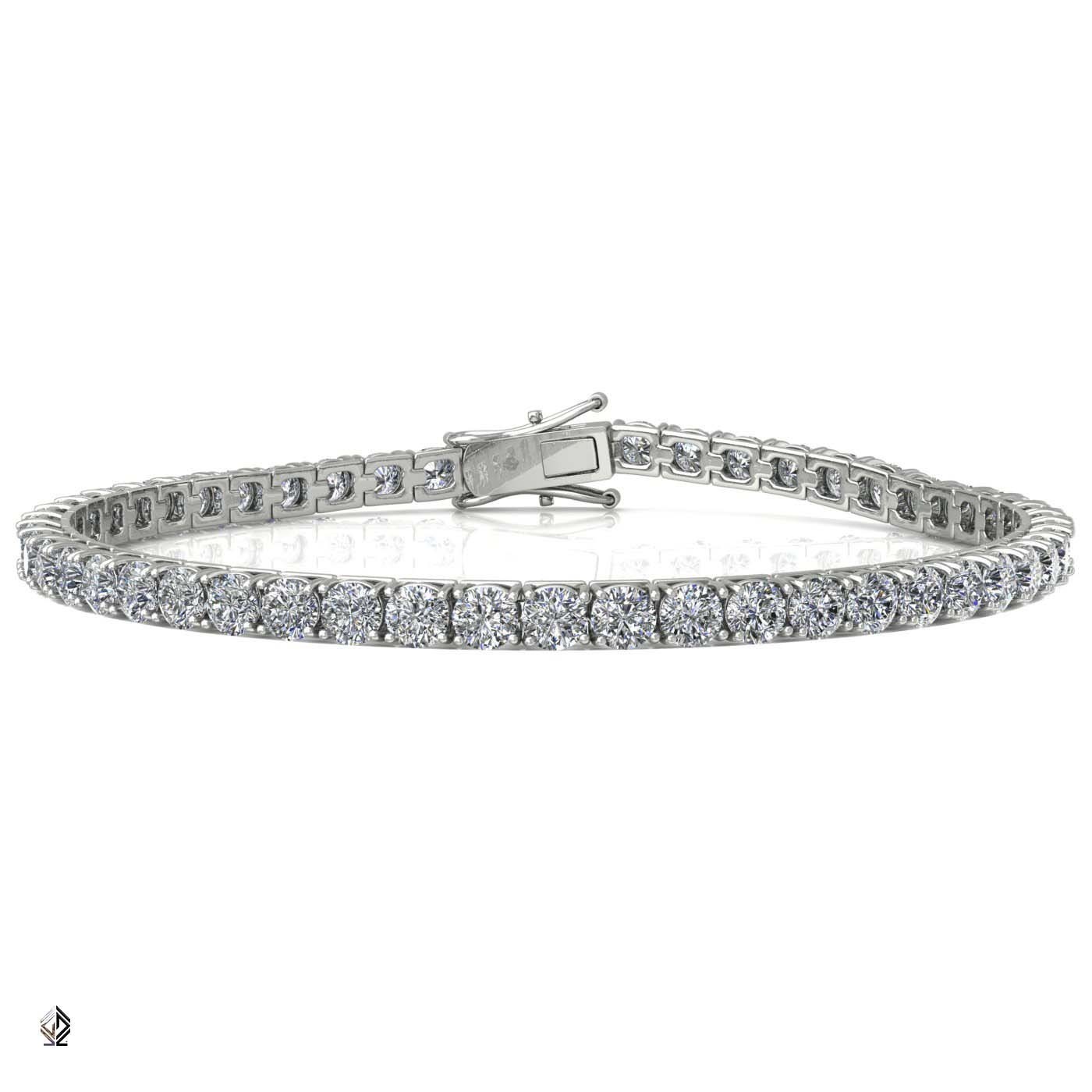 18k white gold 2.8mm 4 prong round shape diamond tennis bracelet in square setting
