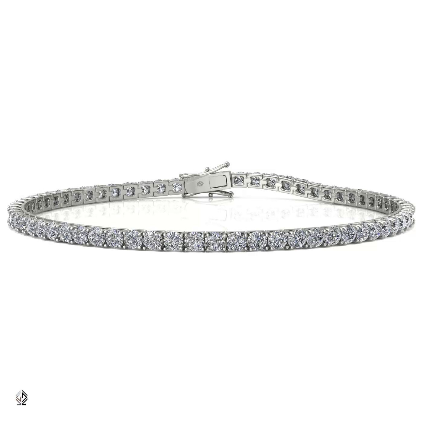 18k white gold 2.4mm 4 prong round shape diamond tennis bracelet in square setting Photos & images