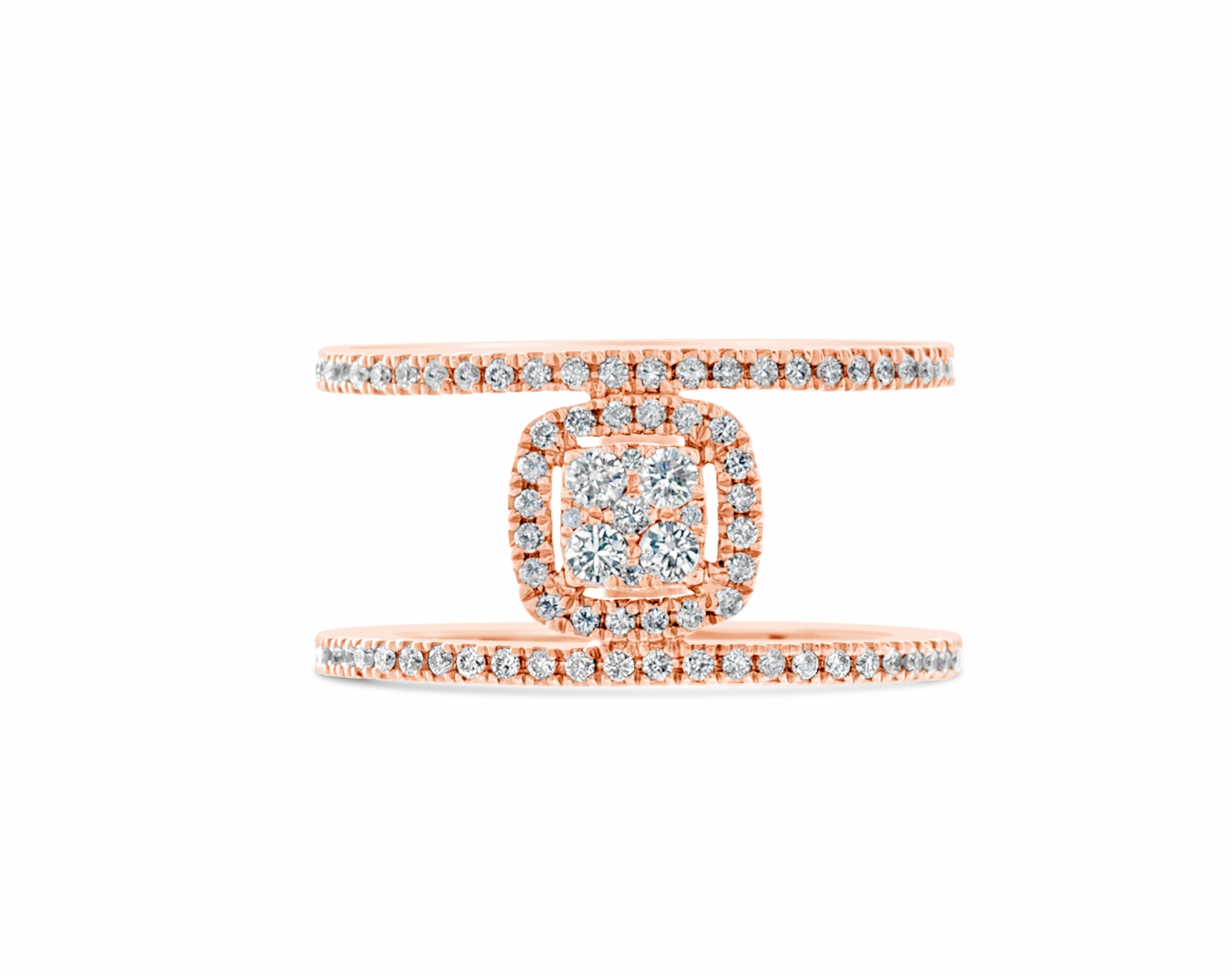 18k rose gold halo illusion set round shaped diamond engagement ring Photos & images