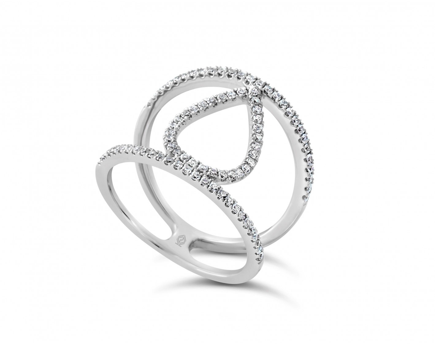 18k rose gold pear-fashion round shaped diamond ring Photos & images
