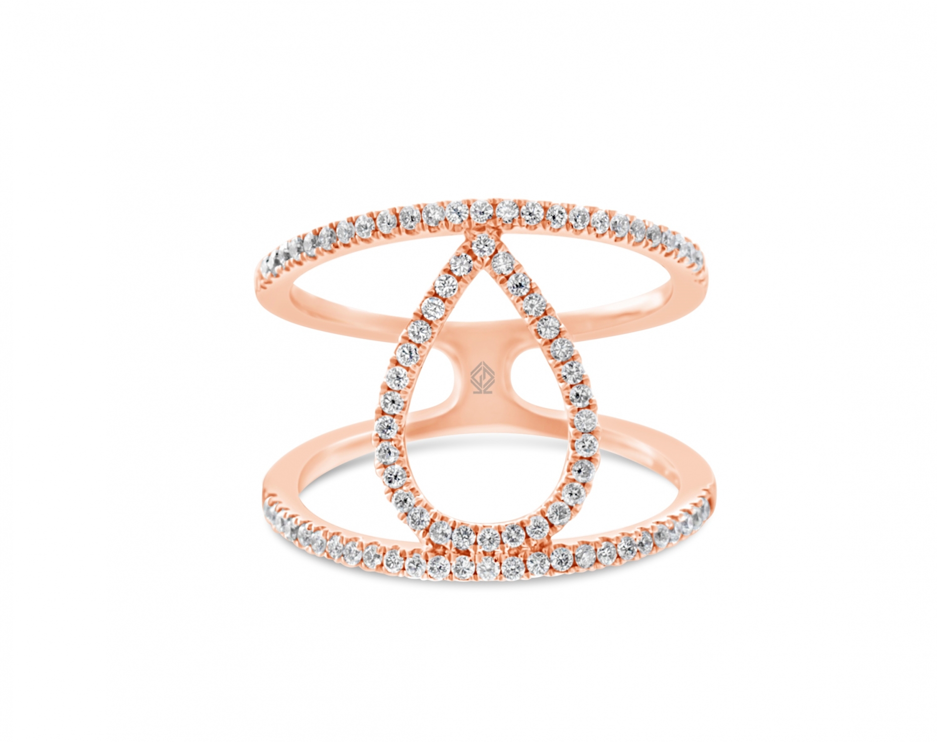 18k rose gold pear-fashion round shaped diamond ring