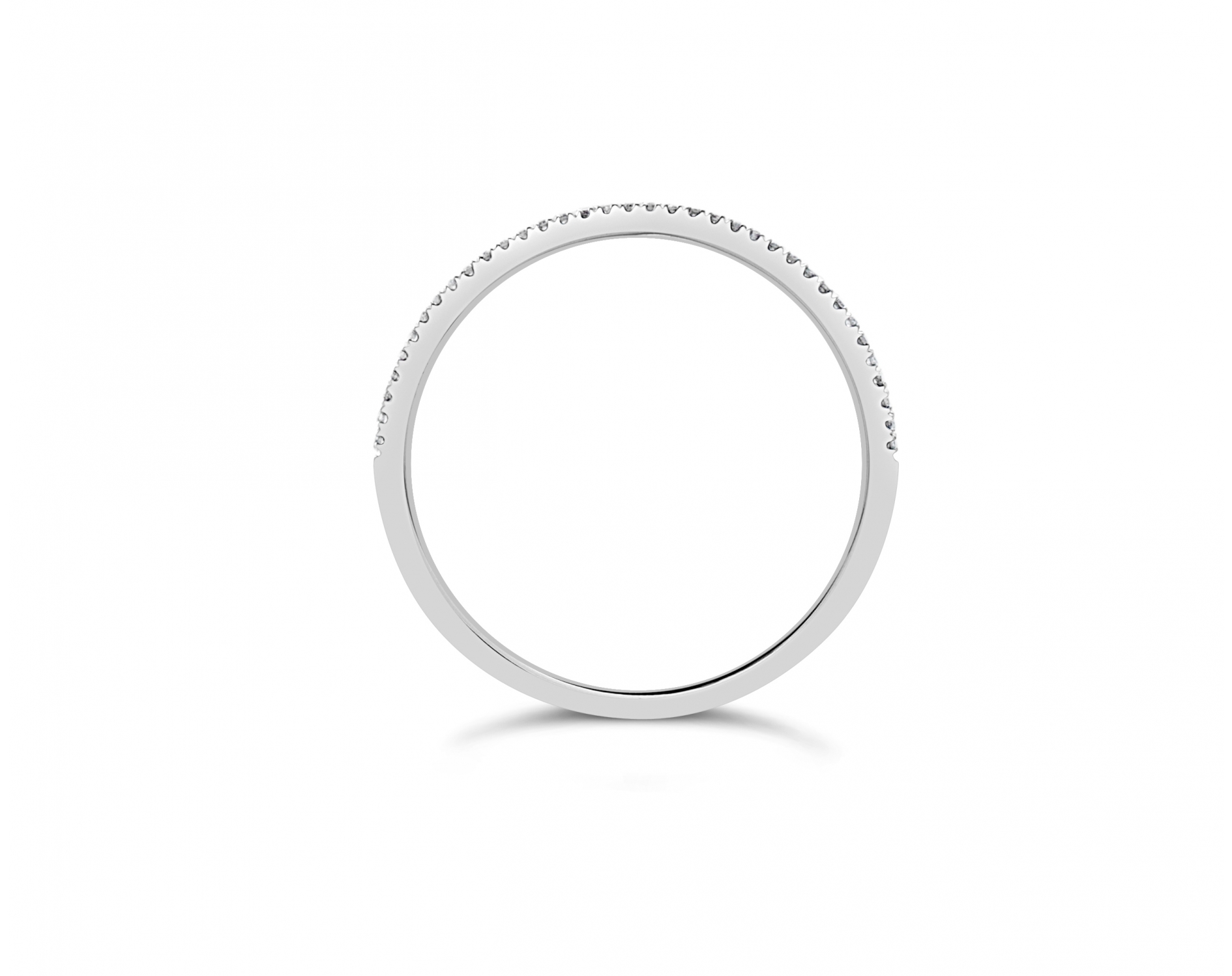 18k white gold 4- row half eternity pave set round shaped diamond wedding ring