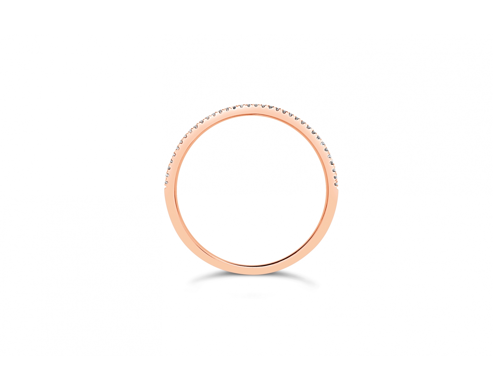 18k rose gold 4- row half eternity pave set round shaped diamond wedding ring