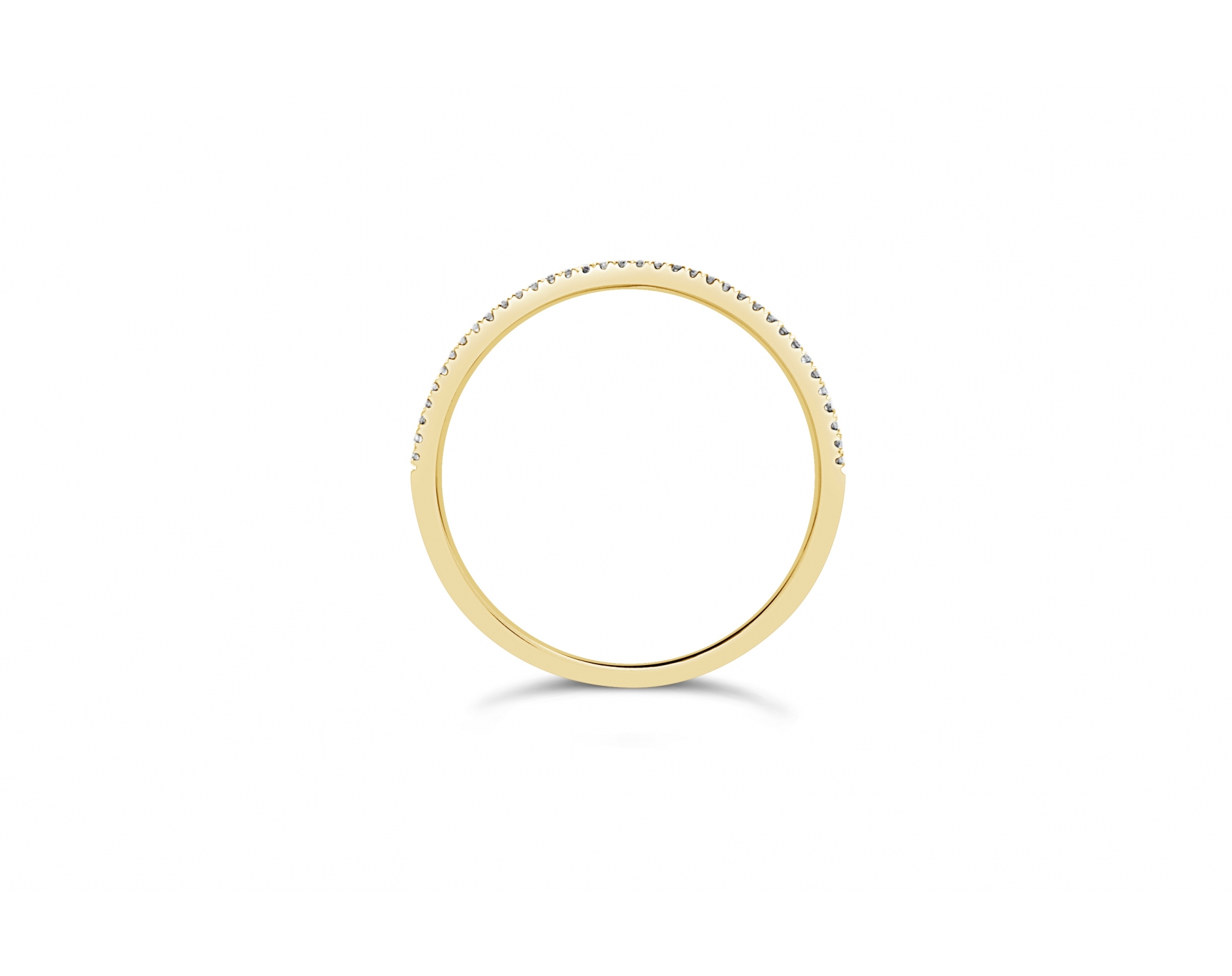 18k yellow gold 4- row half eternity pave set round shaped diamond wedding ring