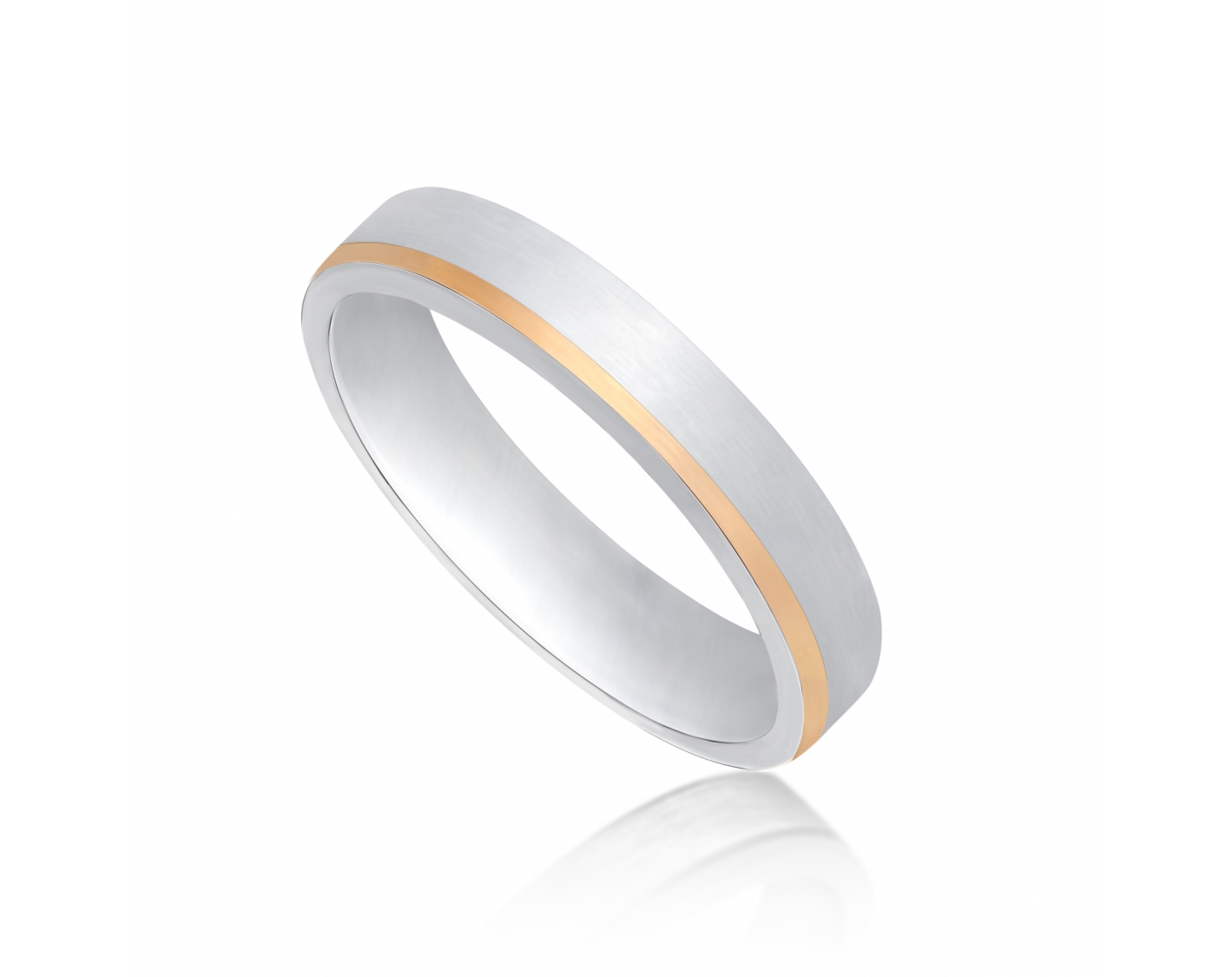 dual-tone 4mm two-toned* half round wedding ring