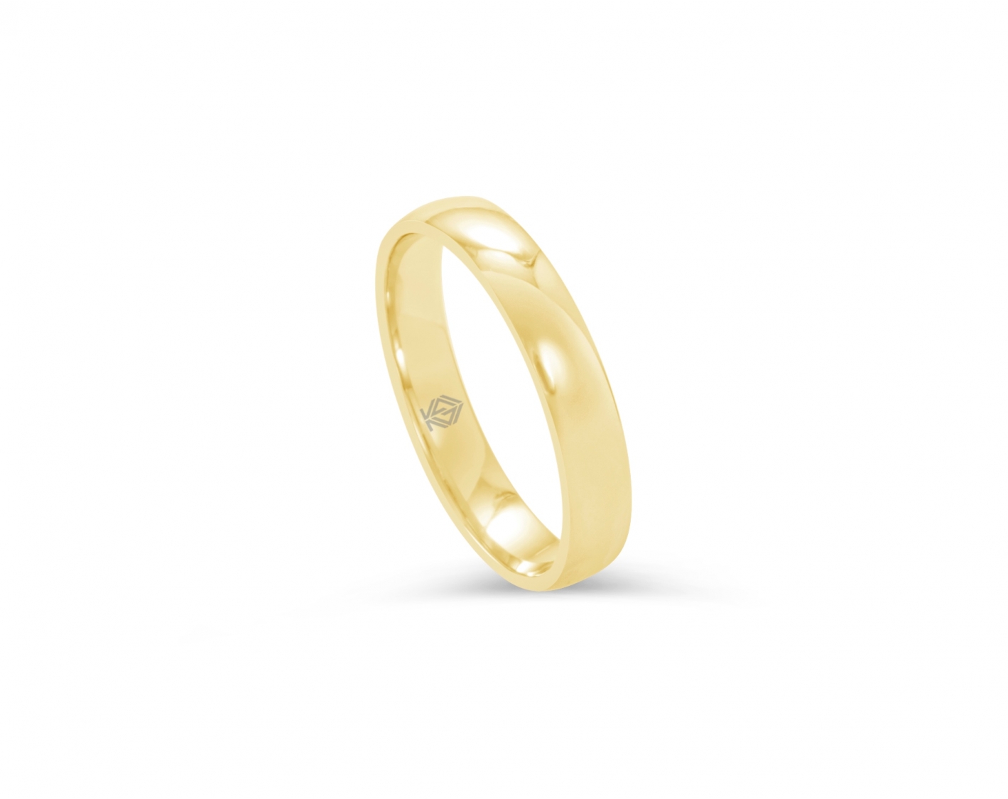 18k yellow gold 4mm shiny wedding band comfort fit