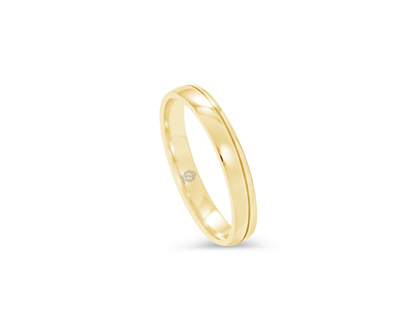 18k yellow gold 3,5mm shiny wedding ring Photos & images