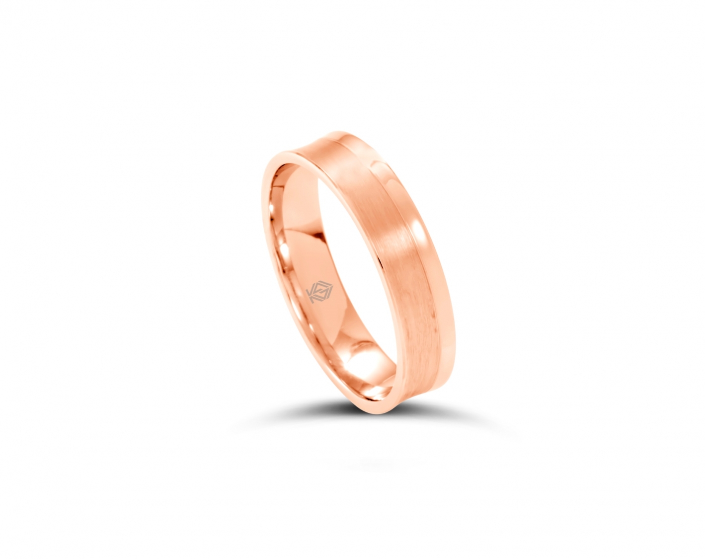 18k rose gold 5,5mm two-toned* wedding band with colored edges Photos & images