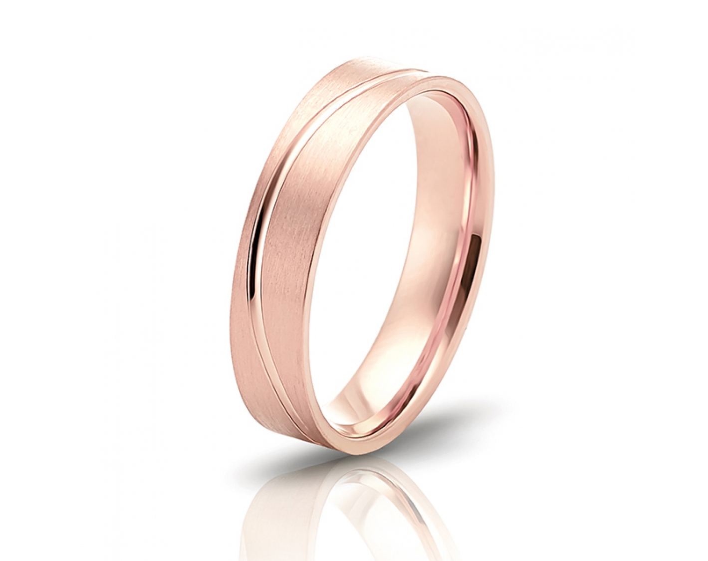 18k yellow gold 5mm matte wedding band with waved line Photos & images