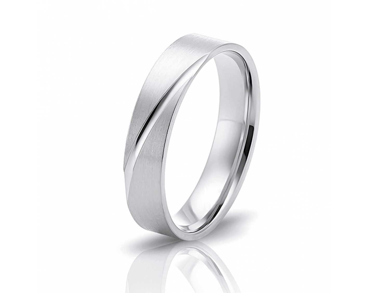 18k white gold 5mm matte wedding band with diagonal line Photos & images