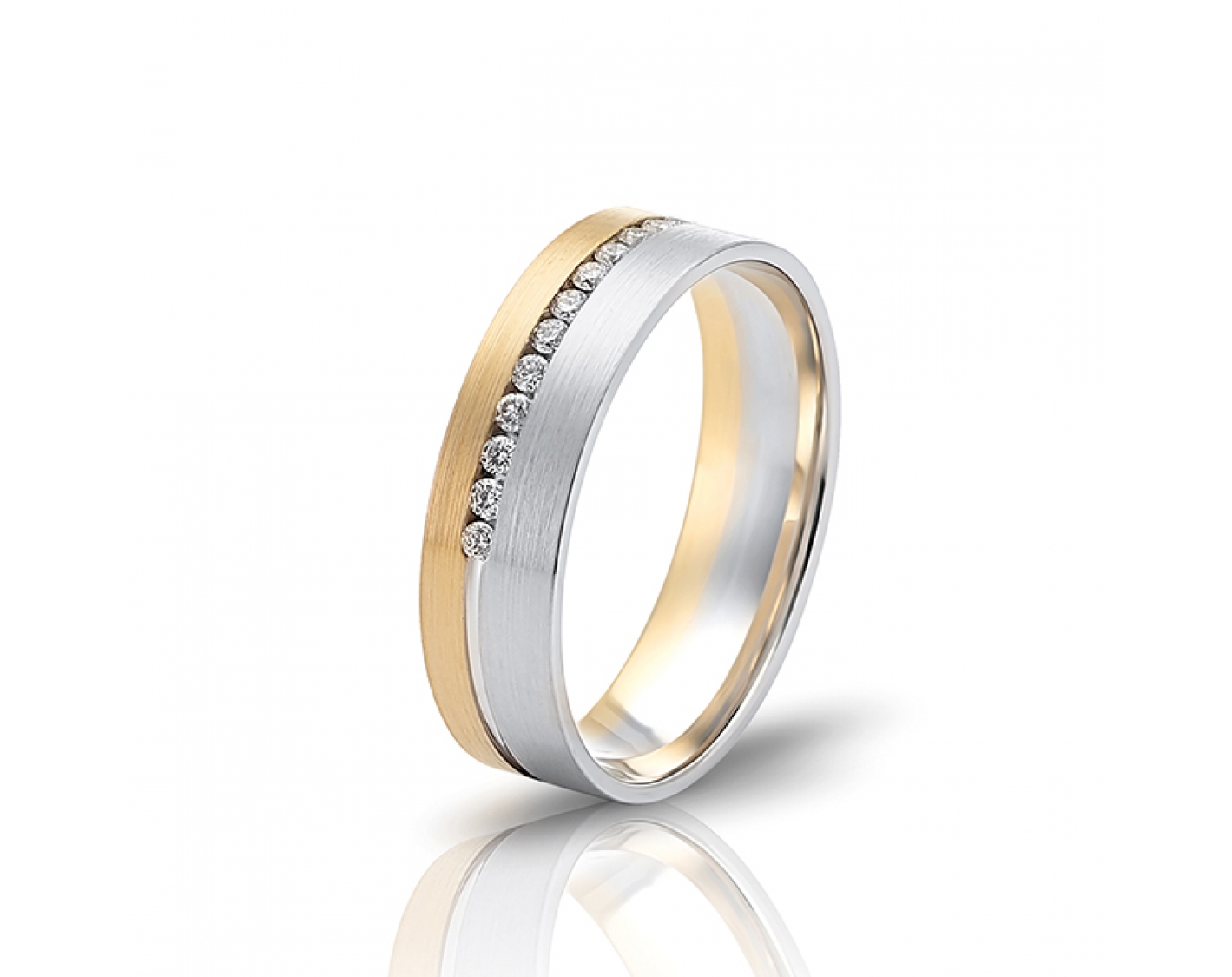 dual-tone 6mm two-toned* matte wedding band with a diamond line