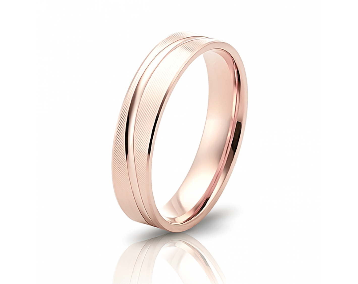 18k rose gold 5mm matte wedding band with waved shiny line Photos & images