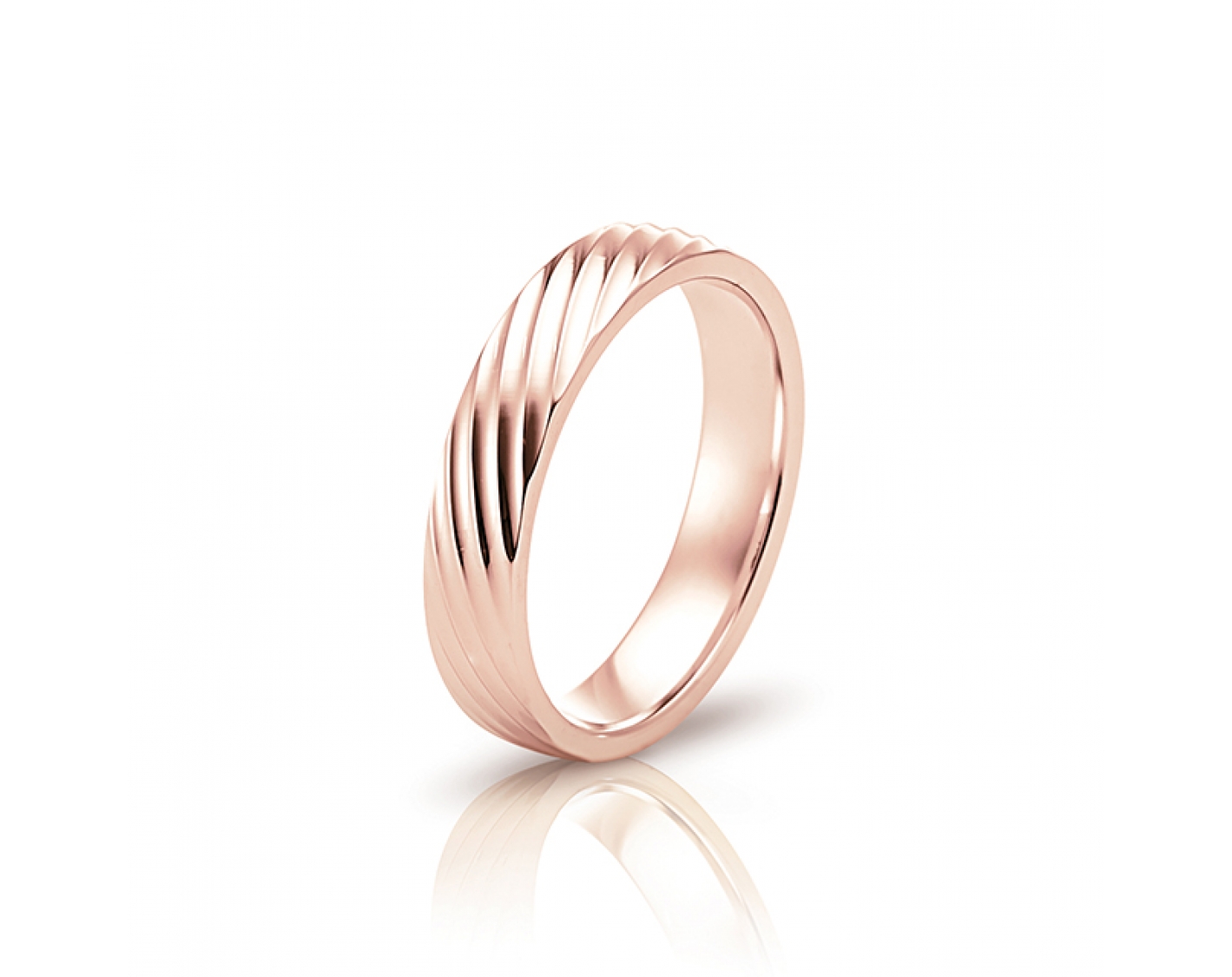 18k rose gold 5mm matte wedding band with shiny lines