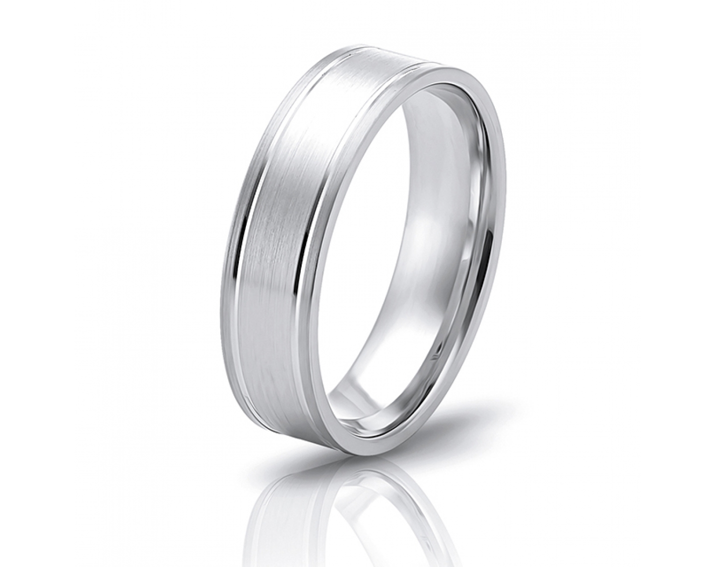 18k white gold 6mm two-toned* matte wedding band with colored edges