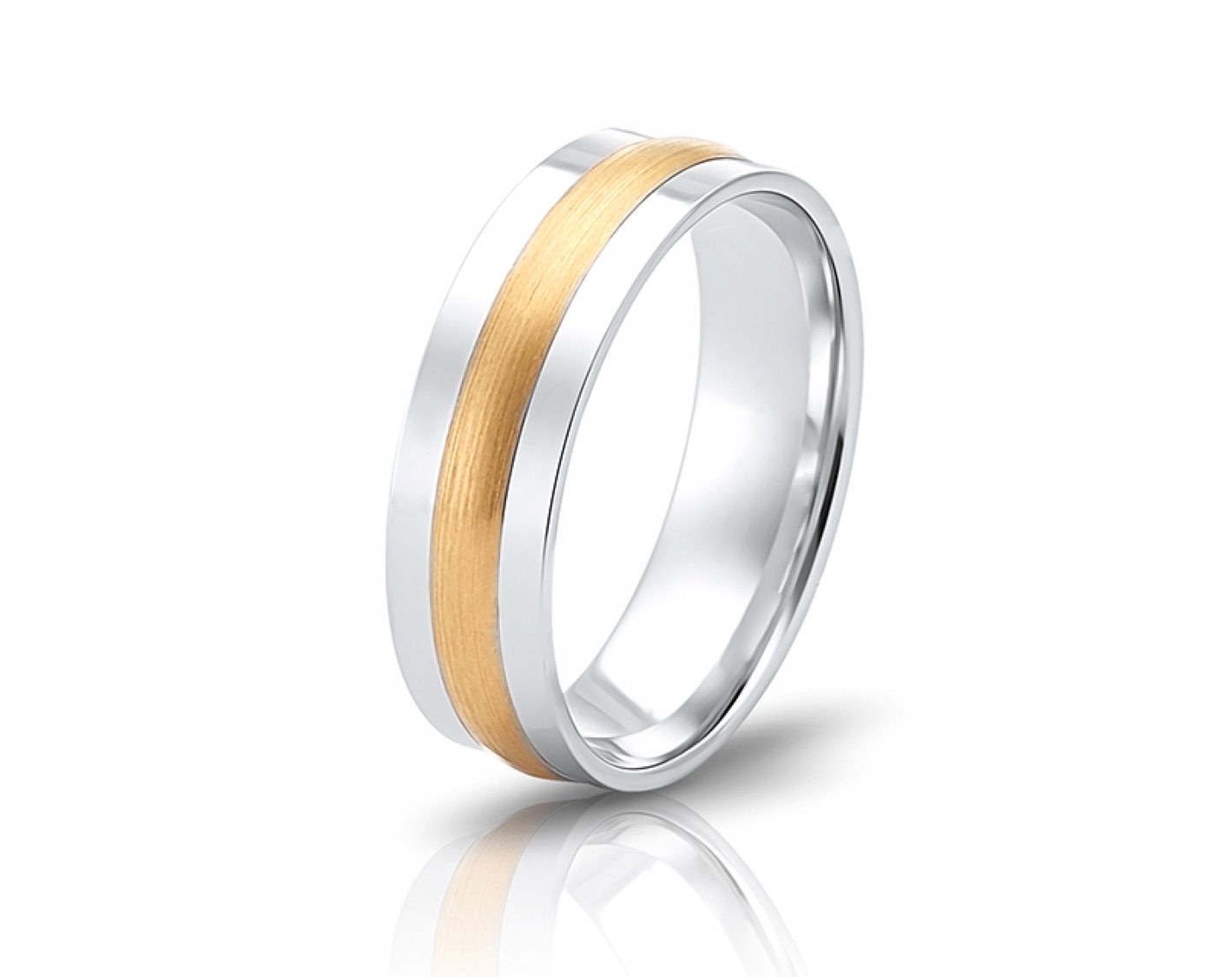 18k yellow gold 6mm two-toned* wedding band with middle matte line and shiny edges Photos & images