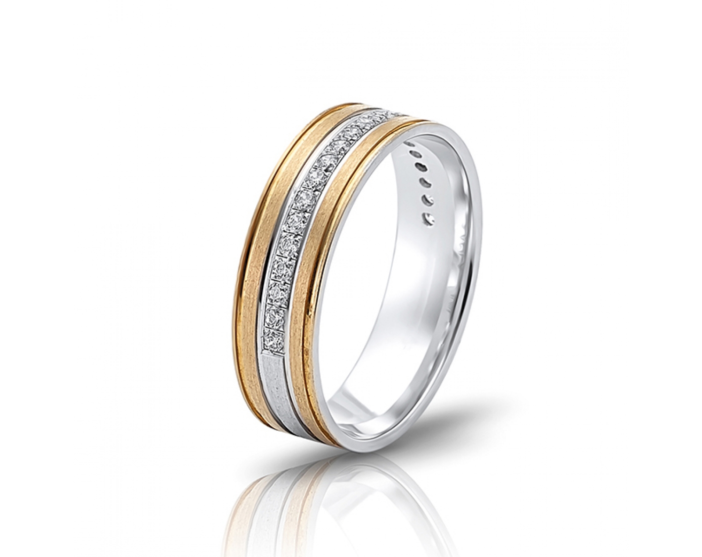 dual-tone 6mm two-toned* half eternity wedding band Photos & images