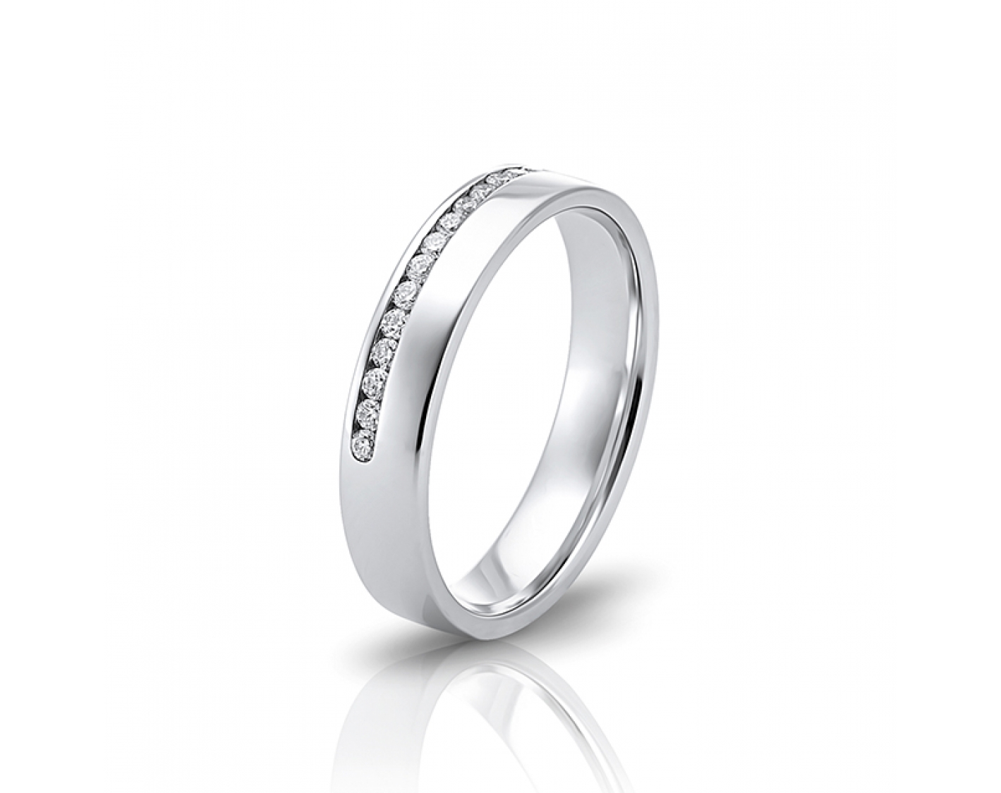 18k white gold 4mm wedding band with diamonds Photos & images